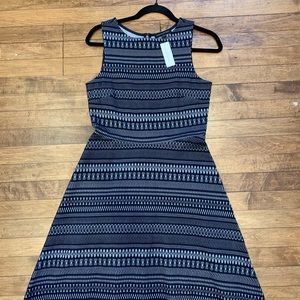Banana Republic / Patterned Navy Fit & Flare Dress